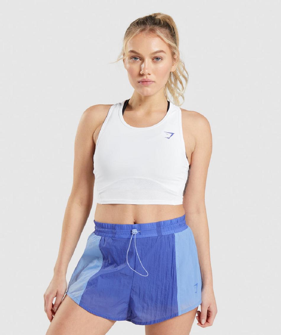 Podkoszulki Damskie Gymshark Pulse Crop Białe | PL 3083QMA